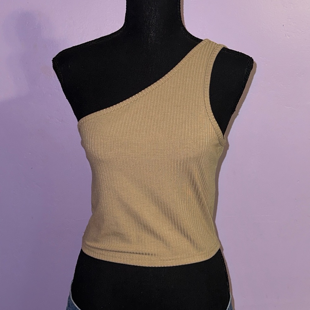 Brown one shoulder crop top